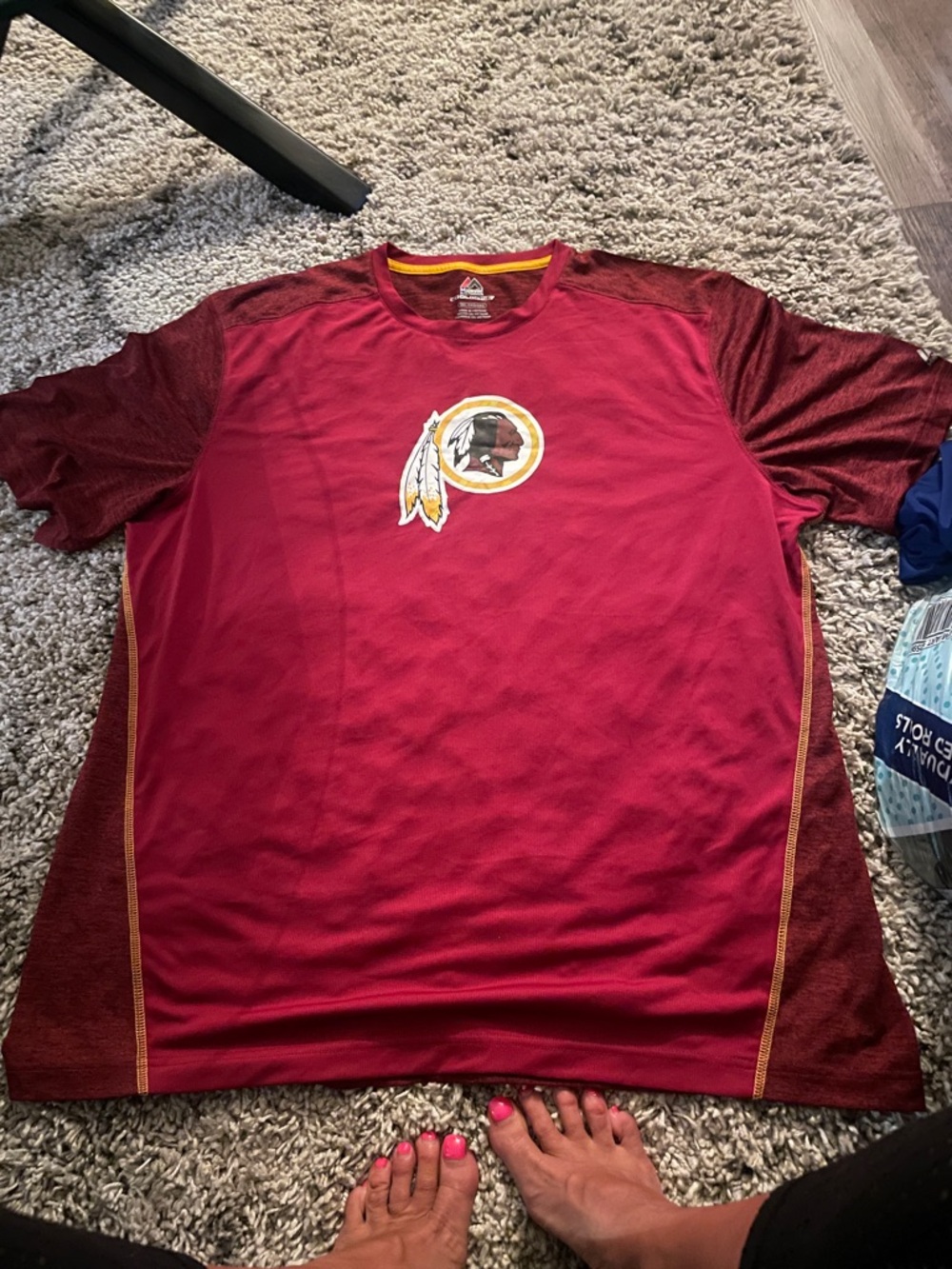 Washington Redskin Men's Maroon Performance Crewneck with Team Logo Size XXL